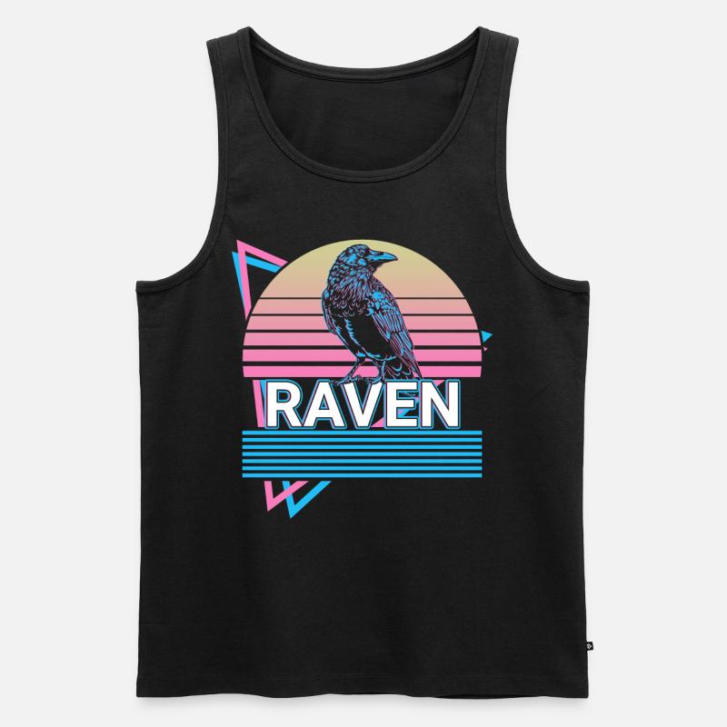 Raven Crow Retro Geschenk - Männer Premium Bio Tank Top - Schwarz