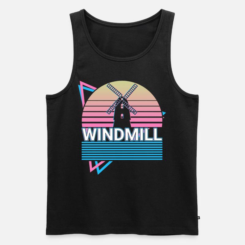 Windmühle Retro Geschenk - Männer Premium Bio Tank Top - Schwarz