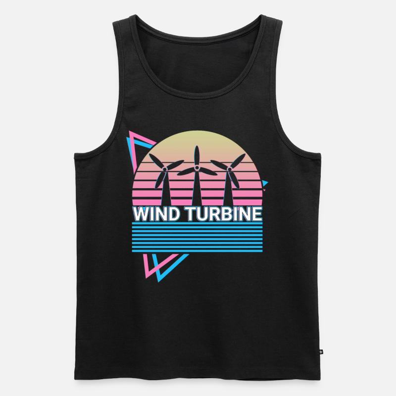 Windturbine Retro Geschenk - Männer Premium Bio Tank Top - Schwarz