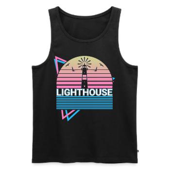 Lighthouse Retro Gift - Men's Premium Organic Tank Top - black - Front - Michal (187cm)