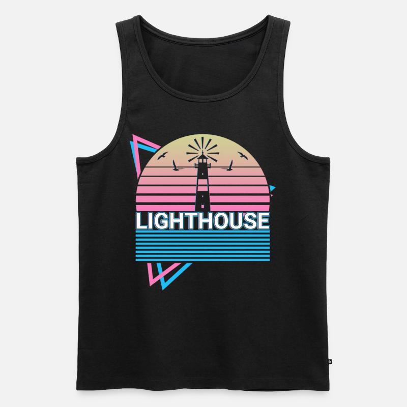 Leuchtturm Retro Geschenk - Männer Premium Bio Tank Top - Schwarz