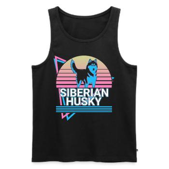 Cadeau rétro Husky Sibérien - Débardeur bio Premium Homme - noir - Devant - Michal (187cm)