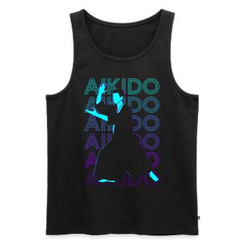 Aikido Arts Martiaux Japonais Rétro Cadeau - Débardeur bio Premium Homme - noir - Devant - AI Model Male 178 light (178cm)