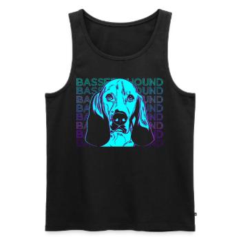 Bassett Hound Retro Gift - Men's Premium Organic Tank Top - black - Front - Michal (187cm)