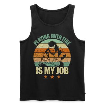 Funny Welder Welding Retro Gift - Men's Premium Organic Tank Top - black - Front - AI Model Male 178 light (178cm)