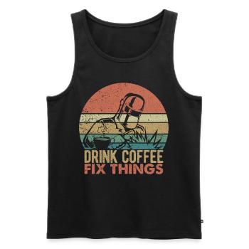 Funny Welder Coffee Welding Retro Gift - Men's Premium Organic Tank Top - black - Front - Michal (187cm)