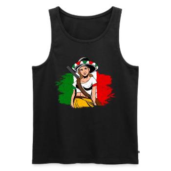 La Adelita Soldat mexicain Mexique Drapeau Gesc - Débardeur bio Premium Homme - noir - Devant - AI Model Male 178 light (178cm)
