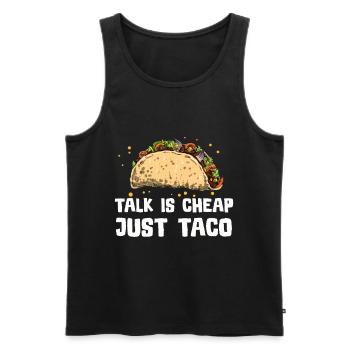 Taco Mexico Food Fast Food Nachos Fiesta Salsa - Men's Premium Organic Tank Top - black - Front - AI Model Male 178 light (178cm)
