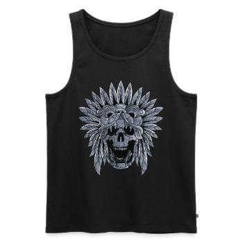 Quetzalcoatl Skull Goth Serpent à plumes aztèque - Débardeur bio Premium Homme - noir - Devant - Michal (187cm)