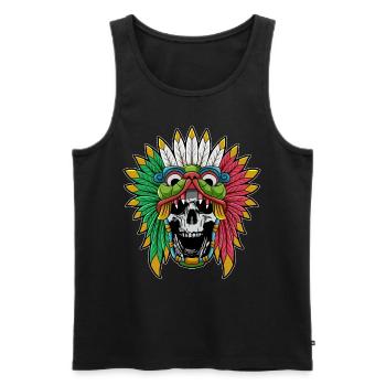 Quetzalcoatl Skull Goth Serpent à plumes aztèque - Débardeur bio Premium Homme - noir - Devant - Michal (187cm)