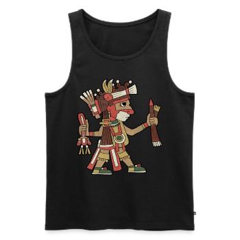 Ahuiateteo Dieu aztèque Maya Inca Toltèques - Débardeur bio Premium Homme - noir - Devant - AI Model Male 178 light (178cm)