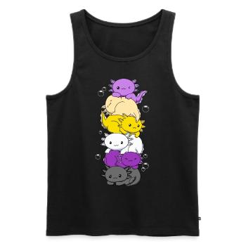 Nichtbinäre Flagge LGBTQ Kawaii Axolotl Stapel - Männer Premium Bio Tank Top - Schwarz - Vorne - AI Model Male 178 light (178cm)