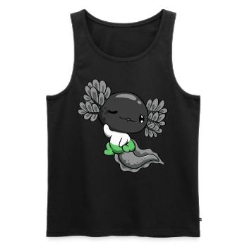 Demiromantic Pride Flag Kawaii Axolotl Pile - Men's Premium Organic Tank Top - black - Front - Michal (187cm)