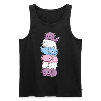 Drapeau intersexe Axolotl Bunch Kawaii - Débardeur bio Premium Homme - noir - Devant - Michal (187cm)