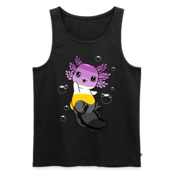Drapeau monosexuel Axolotl Bunch Kawaii - Débardeur bio Premium Homme - noir - Devant - Michal (187cm)