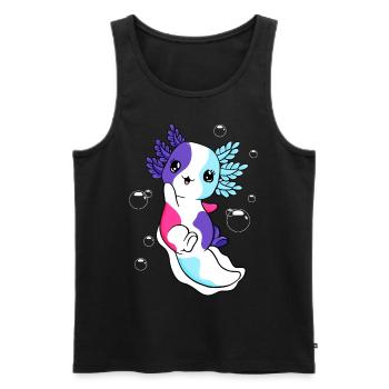 Drapeau multi-sexe axolotl pile kawaii - Débardeur bio Premium Homme - noir - Devant - Michal (187cm)