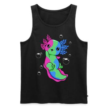 Drapeau polysexuel Axolotl Bunch Kawaii - Débardeur bio Premium Homme - noir - Devant - Michal (187cm)