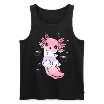 Pomossexual Flag Axolotl Pile Kawaii - Débardeur bio Premium Homme - noir - Devant - Michal (187cm)