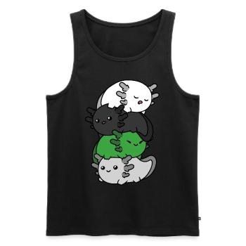 Kawaii Axolotl Heap Demiromantic Pride Flagg - Débardeur bio Premium Homme - noir - Devant - AI Model Male 178 light (178cm)