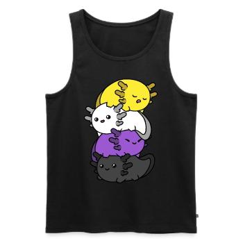 Kawaii Axolotl Haufen Nichtbinäre Flagge Nichtbinä - Männer Premium Bio Tank Top - Schwarz - Vorne - AI Model Male 178 light (178cm)