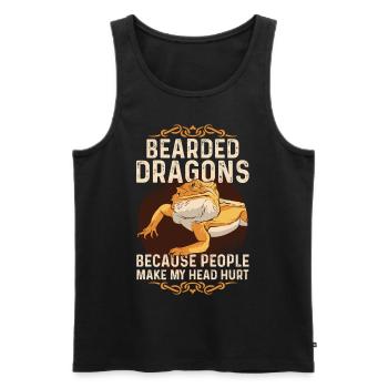 Funny bearded dragon - Men's Premium Organic Tank Top - black - Front - AI Model Male 178 light (178cm)