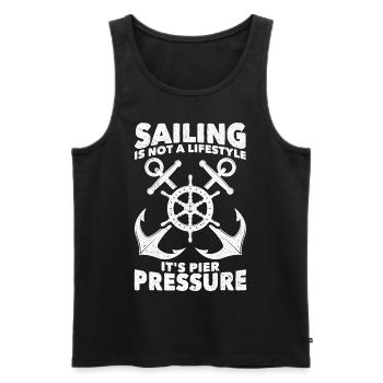 Funny sailor - Men's Premium Organic Tank Top - black - Front - Michal (187cm)