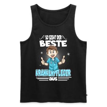 So sieht der beste Krankenpfleger aus - Männer Premium Bio Tank Top - Schwarz - Vorne - Michal (187cm)