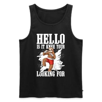 Hello Is It Knee Your Looking For - Männer Premium Bio Tank Top - Schwarz - Vorne - AI Model Male 178 light (178cm)