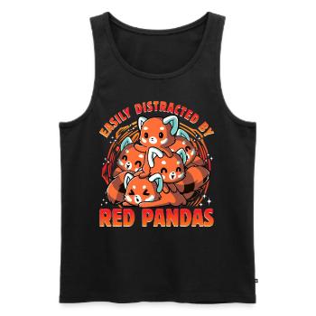 Easily Distracted by Pandas - Männer Premium Bio Tank Top - Schwarz - Vorne - AI Model Male 178 light (178cm)