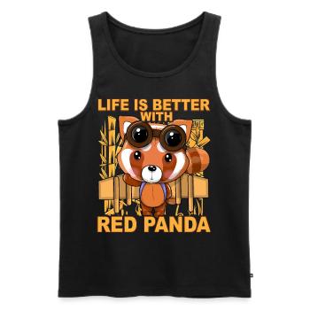 Life is better with Red Panda - Männer Premium Bio Tank Top - Schwarz - Vorne - AI Model Male 178 light (178cm)