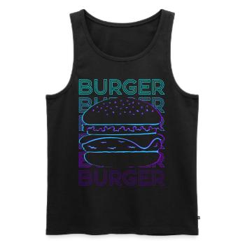 Burger Hamburger Cheeseburger Retro Cadeau - Débardeur bio Premium Homme - noir - Devant - Michal (187cm)