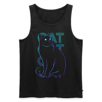 Cat Retro Gift - Men's Premium Organic Tank Top - black - Front - Michal (187cm)