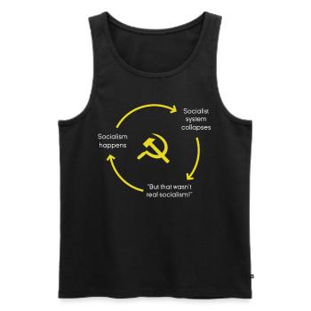 Anti-socialisme Anti-communisme Pro-capitalisme - Débardeur bio Premium Homme - noir - Devant - AI Model Male 178 light (178cm)