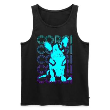 Corgi Retro Gift - Men's Premium Organic Tank Top - black - Front - Michal (187cm)