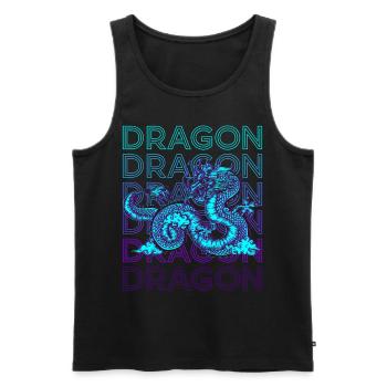 Drache Retro Geschenk - Männer Premium Bio Tank Top - Schwarz - Vorne - AI Model Male 178 light (178cm)