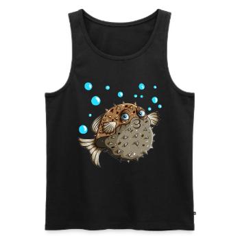 Le poisson-globe fait des amateurs de bulles des poissons créatures marines - Débardeur bio Premium Homme - noir - Devant - Michal (187cm)