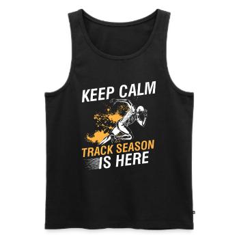 Leichtathletik Maßband Feldschuhe Track Season - Männer Premium Bio Tank Top - Schwarz - Vorne - AI Model Male 178 light (178cm)