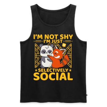 I'm not shy I'm just selevtively Social - Männer Premium Bio Tank Top - Schwarz - Vorne - AI Model Male 178 light (178cm)