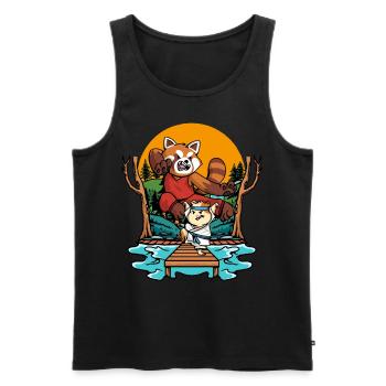 Roter Panda - Männer Premium Bio Tank Top - Schwarz - Vorne - AI Model Male 178 light (178cm)