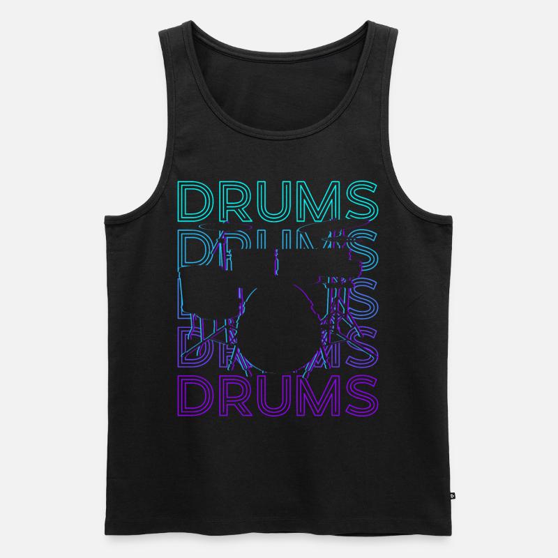 Schlagzeug Retro Geschenk - Männer Premium Bio Tank Top - Schwarz