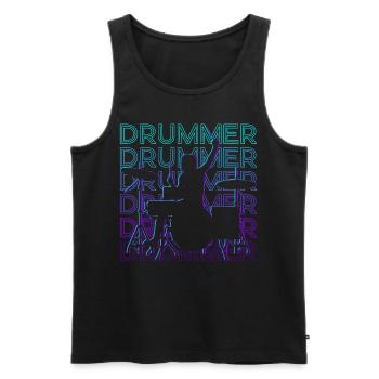 Schlagzeuger Retro Geschenk - Männer Premium Bio Tank Top - Schwarz - Vorne - Michal (187cm)