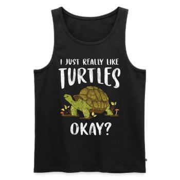 Turtle Relaxed Chill Sea Ocean Beach - Men's Premium Organic Tank Top - black - Front - Michal (187cm)