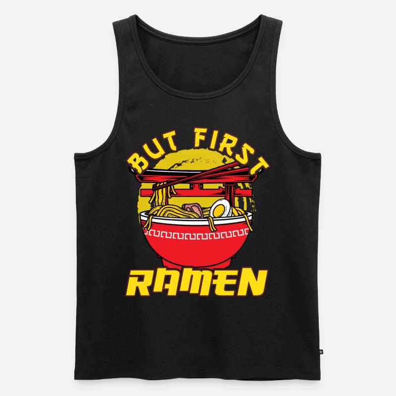 But first Ramen - Männer Premium Bio Tank Top - Schwarz