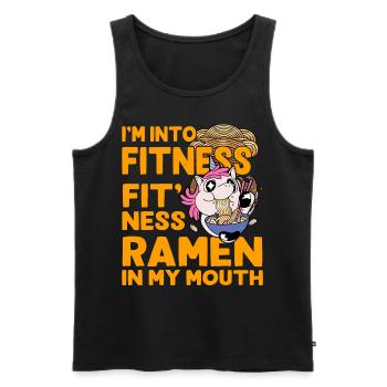 Je suis dans Fitness fit fit ramen dans ma bouche - Débardeur bio Premium Homme - noir - Devant - Michal (187cm)