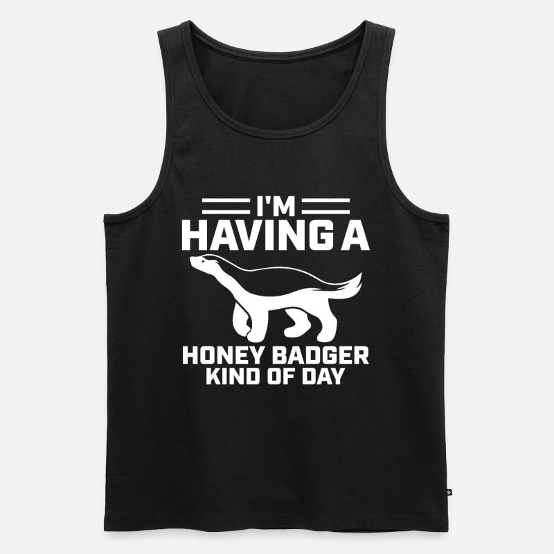 Lustiger Honigdachs - Männer Premium Bio Tank Top - Schwarz