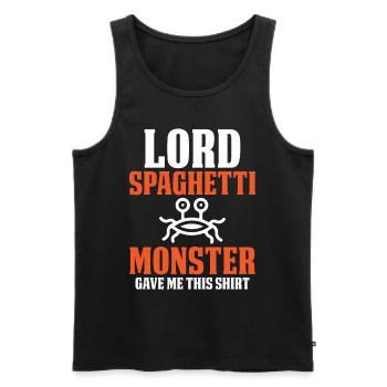 Le monstre spaghetti volant - Débardeur bio Premium Homme - noir - Devant - Michal (187cm)