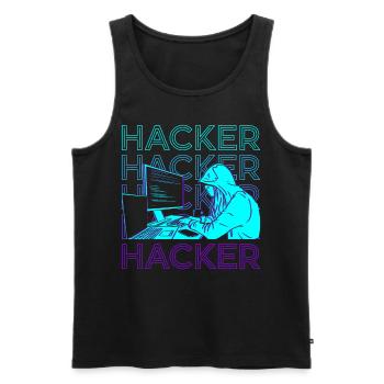 Hacker Hacking Hack Coding Programming Retro - Men's Premium Organic Tank Top - black - Front - AI Model Male 178 light (178cm)