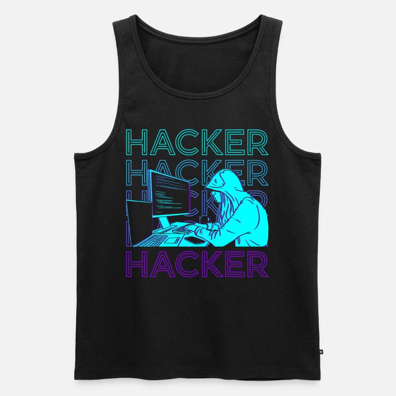 Hacker Hacking Hack Coding Programmierung Retro - Männer Premium Bio Tank Top - Schwarz