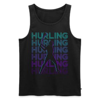Hurling Spieler Retro - Männer Premium Bio Tank Top - Schwarz - Vorne - Michal (187cm)