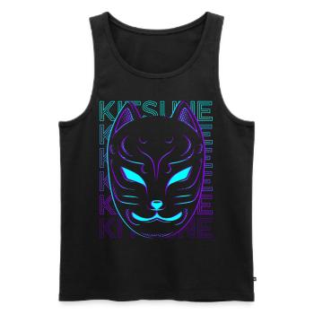 Kitsune Maske Fuchs Maske Japanische Maske Retro - Männer Premium Bio Tank Top - Schwarz - Vorne - AI Model Male 178 light (178cm)